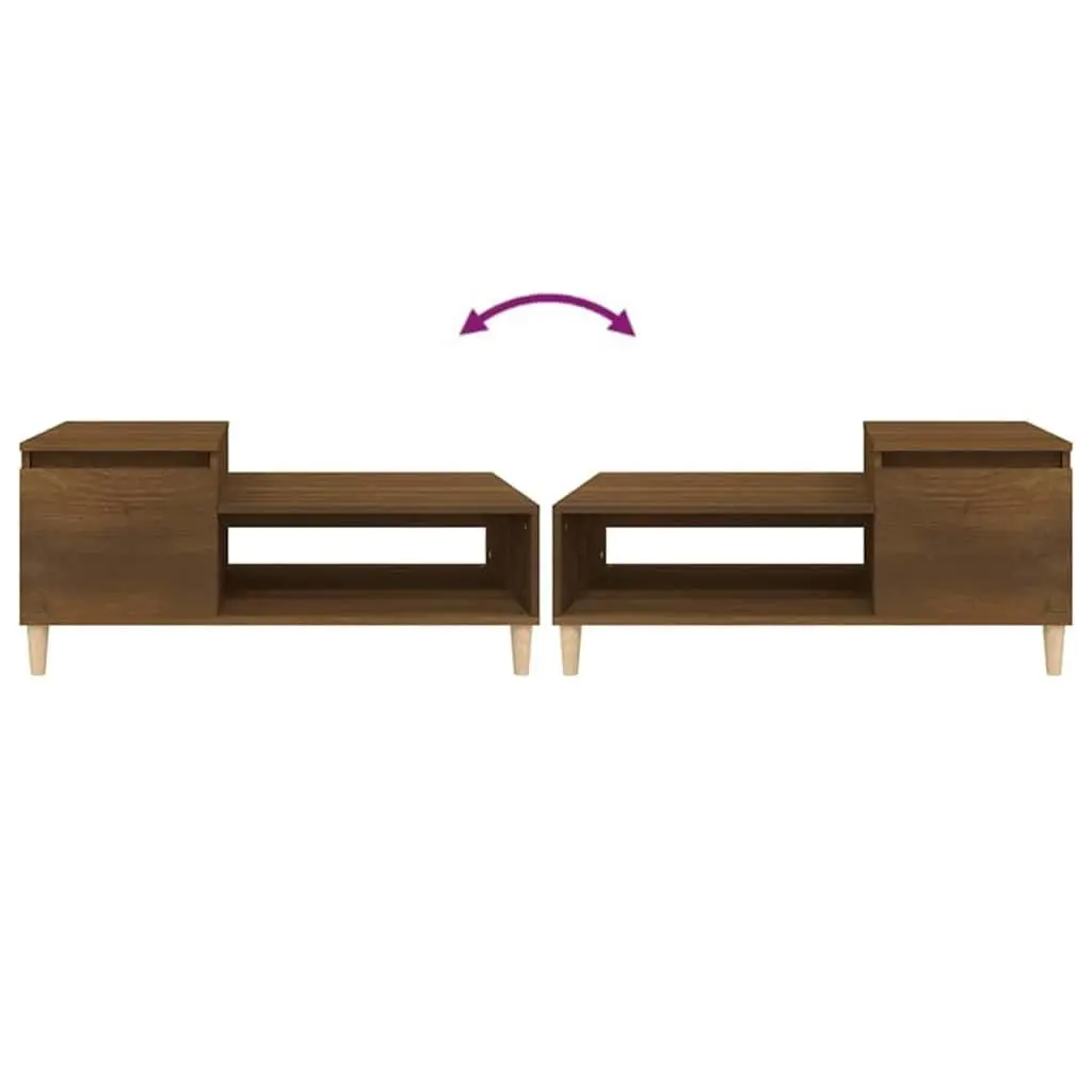 Engineered Wood Coffee Table Brown Oak Storage Compartment 100x50x45cm Living Room Furniture