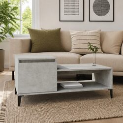 Engineered Wood Coffee Table Grey with Storage and Shelf
