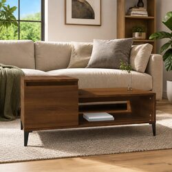 Engineered Wood Coffee Table with Shelf and Door