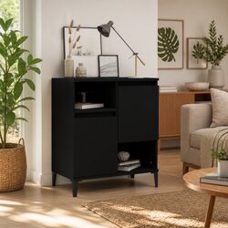 Engineered Wood Black Sideboard 60x35x70 cm