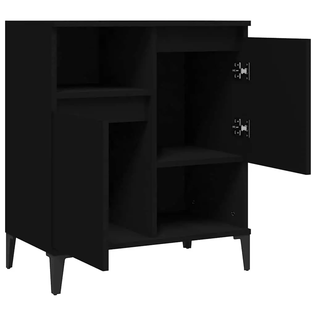 Storage Cabinet Black Engineered Wood 60x35x70cm Sideboard with Display Space