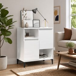 White High Gloss Storage Cabinet 60x35x70 cm with 4 Compartments