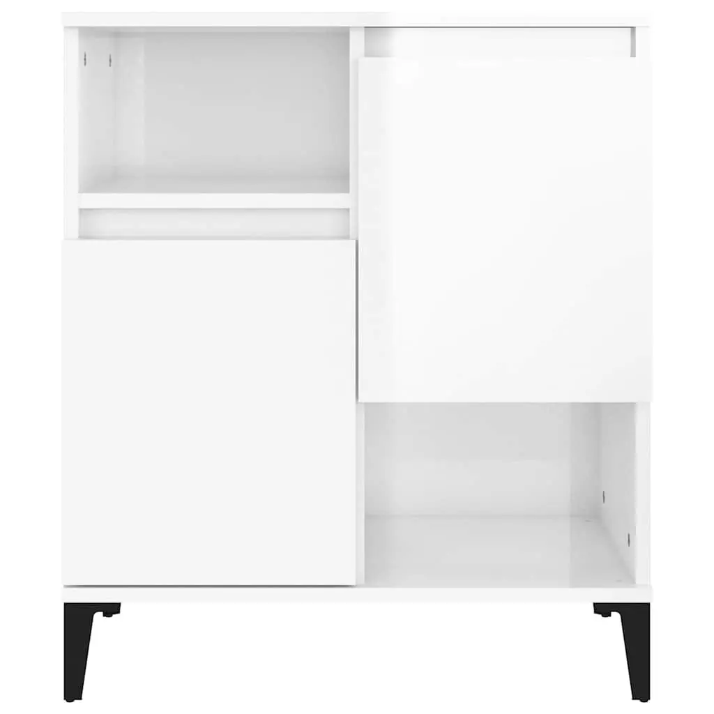 White Storage Cabinet Sideboard High Gloss 60x35x70 cm 4 Compartments