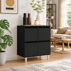Black Storage Cabinet 60x35x70 cm Engineered Wood