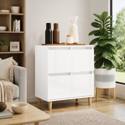 Engineered Wood High Gloss White Sideboard Cabinet 60x35x70cm