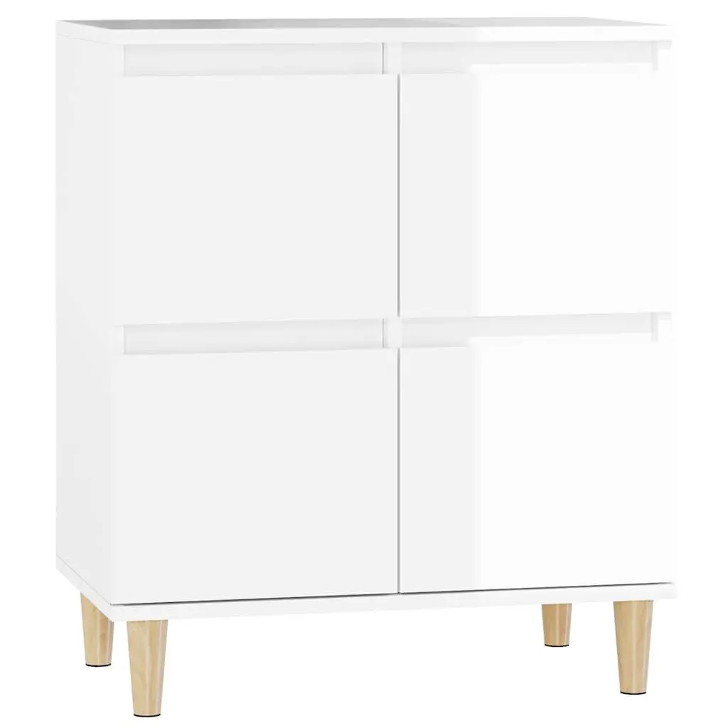 Sideboard High Gloss White Engineered Wood 60x35x70cm