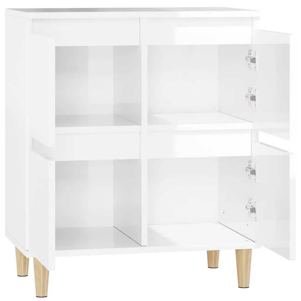 Sideboard High Gloss White Engineered Wood 60x35x70cm