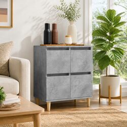 Engineered Wood Grey Sideboard Cabinet 60x35x70cm