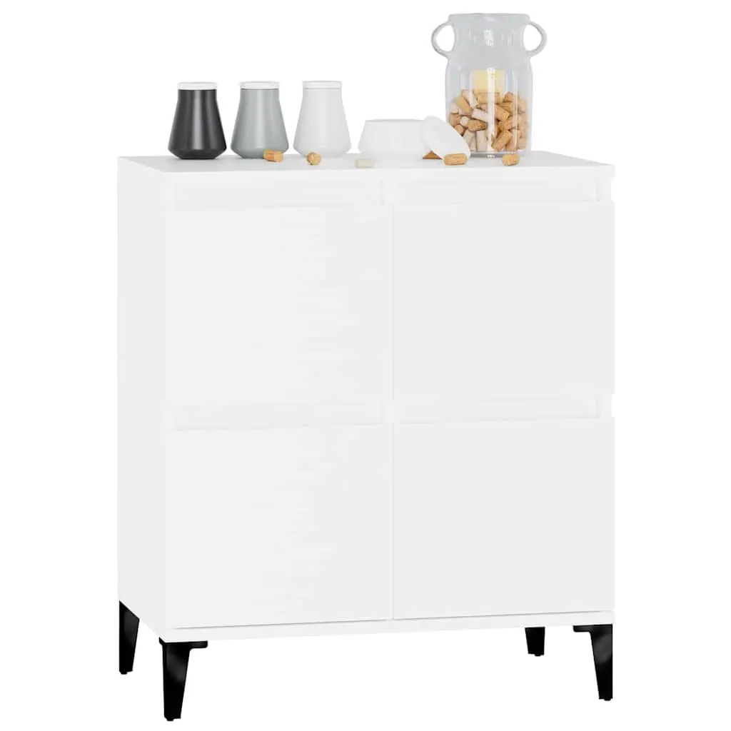 White Buffet Cabinet Engineered Wood Storage 60x35x70 cm Sideboard for Home Essentials