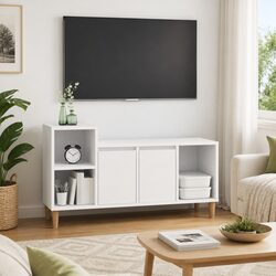 Engineered Wood TV Cabinet with Doors and Compartments