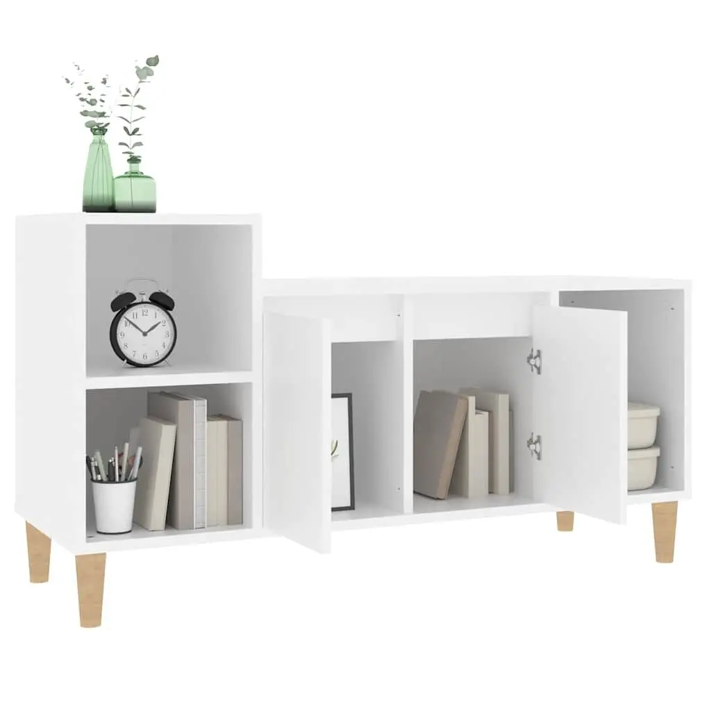 TV Cabinet Engineered Wood Media Storage Unit with Doors 100 x 35 x 55 cm White