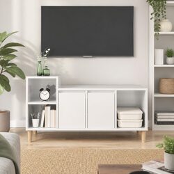 Engineered Wood High Gloss White TV Cabinet