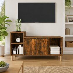 Engineered Wood TV Cabinet in Smoked Oak Finish