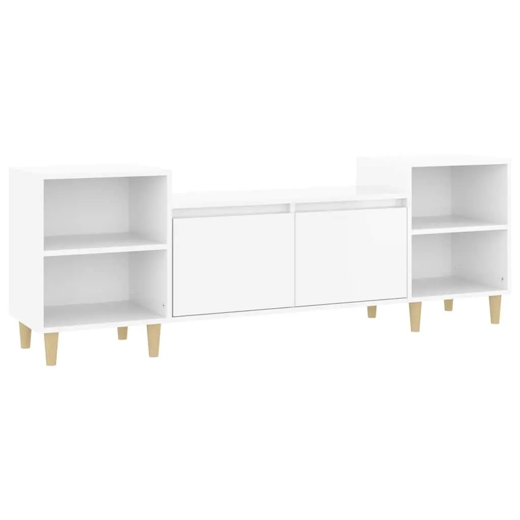 TV Cabinet High Gloss White Engineered Wood 6 Compartments