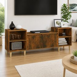 Brown Engineered Wood Media Unit TV Cabinet 160x35x55cm