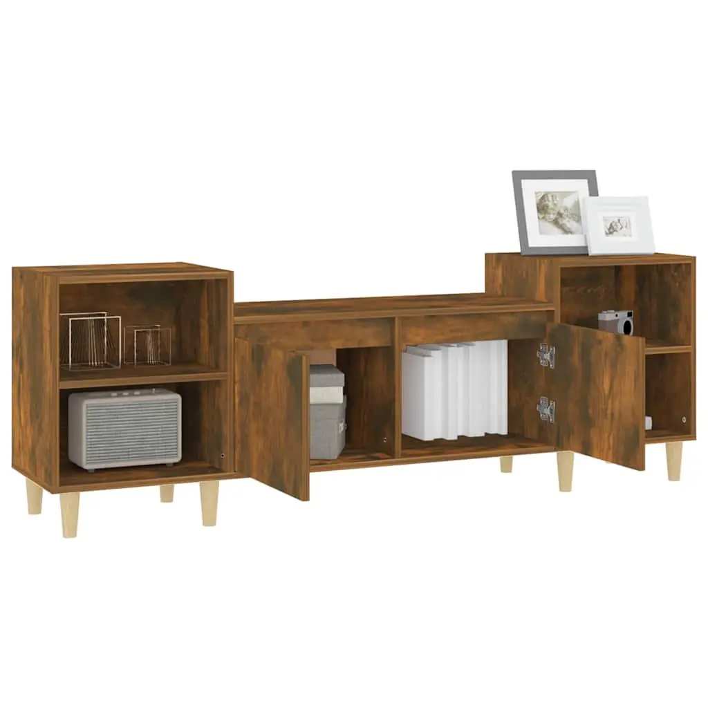 TV Cabinet Engineered Wood 160x35x55cm Brown Storage Compartments