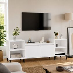 TV Cabinet White 160x35x55 cm Engineered Wood Unit