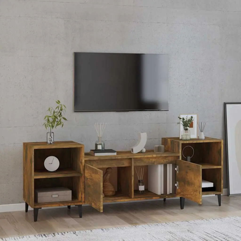 TV Cabinet Engineered Wood Brown 160x35x55cm Storage Unit for Living Room
