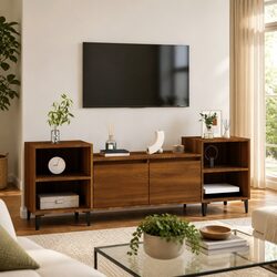 Engineered Wood TV Cabinet 160x35x55cm with 6 Compartments