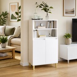 60x36x110 cm Highboard Storage Cabinet in White