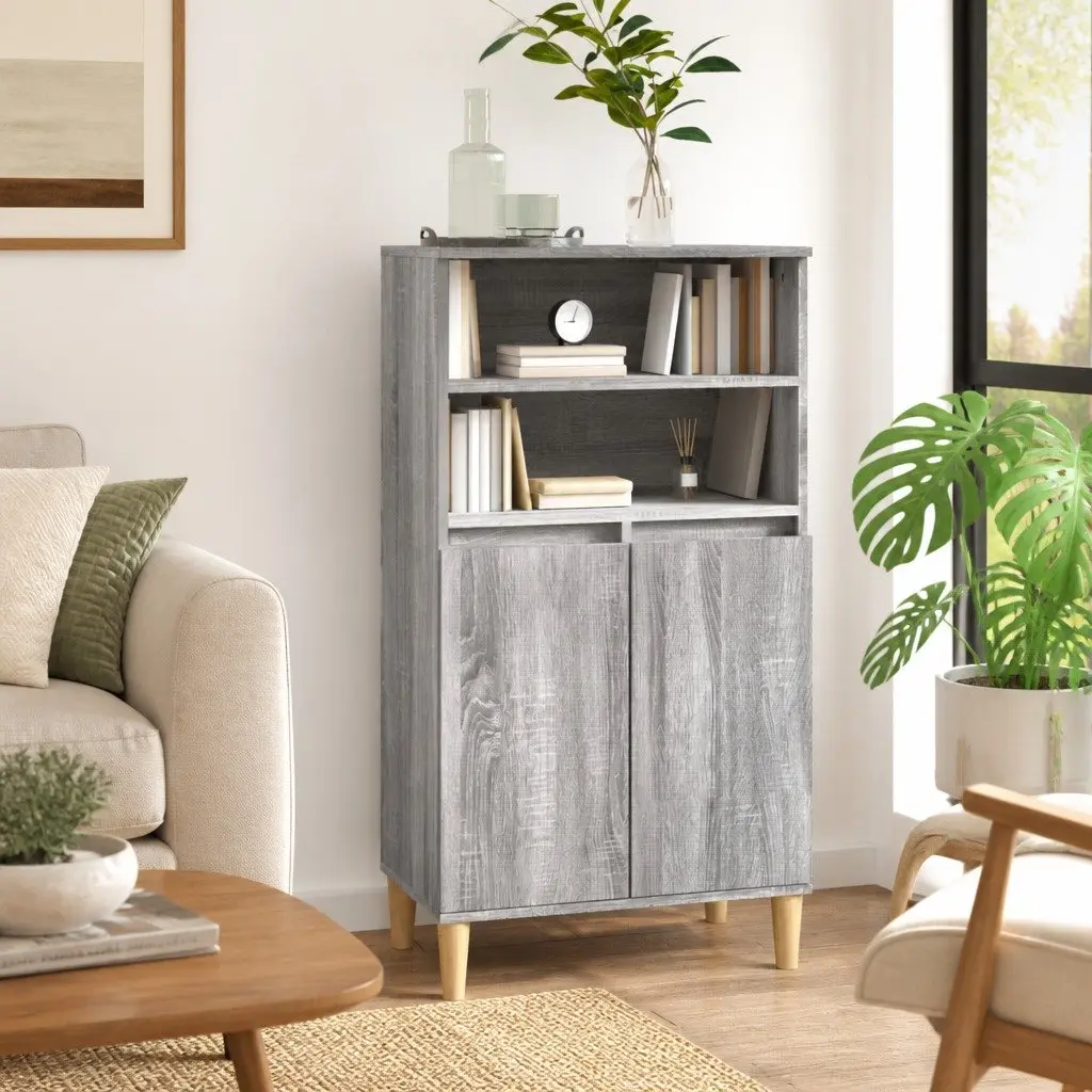Highboard Storage Cabinet Engineered Wood Grey 60cm Width 36cm Depth 110cm Height
