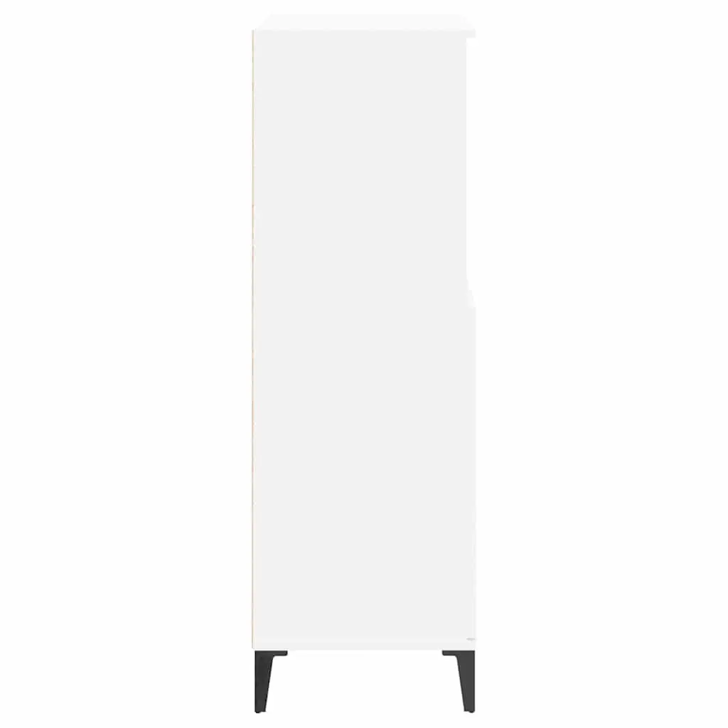 Highboard Storage Cabinet with Open Shelves and Compartment Space Engineered Wood White 60x36x110 cm