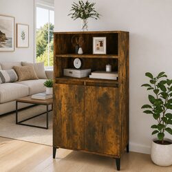 Highboard Sideboard Storage Cabinet with Metal Feet