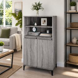 Grey Sonoma Storage Cabinet with Shelves and Compartments