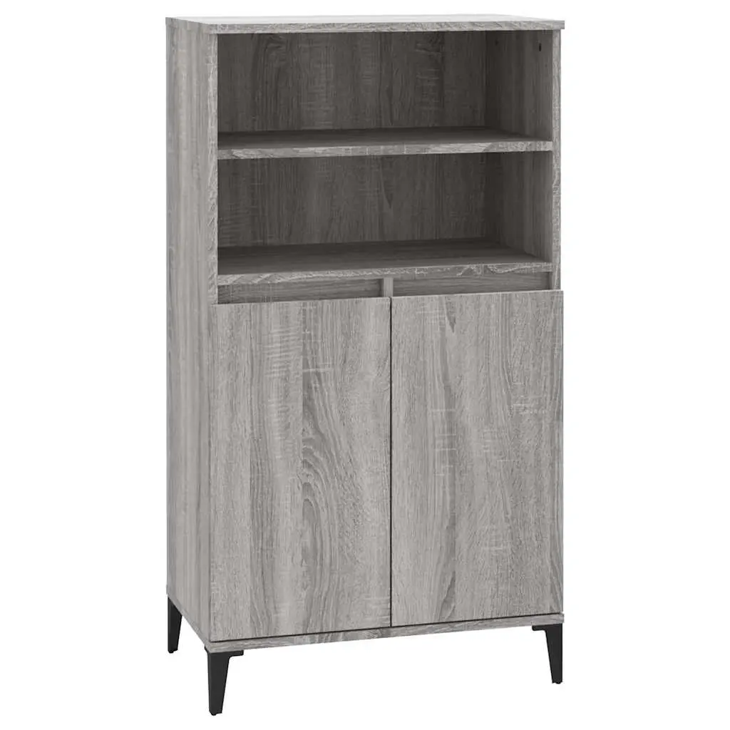 Highboard Storage Cabinet Engineered Wood Grey 60 x 36 x 110 cm