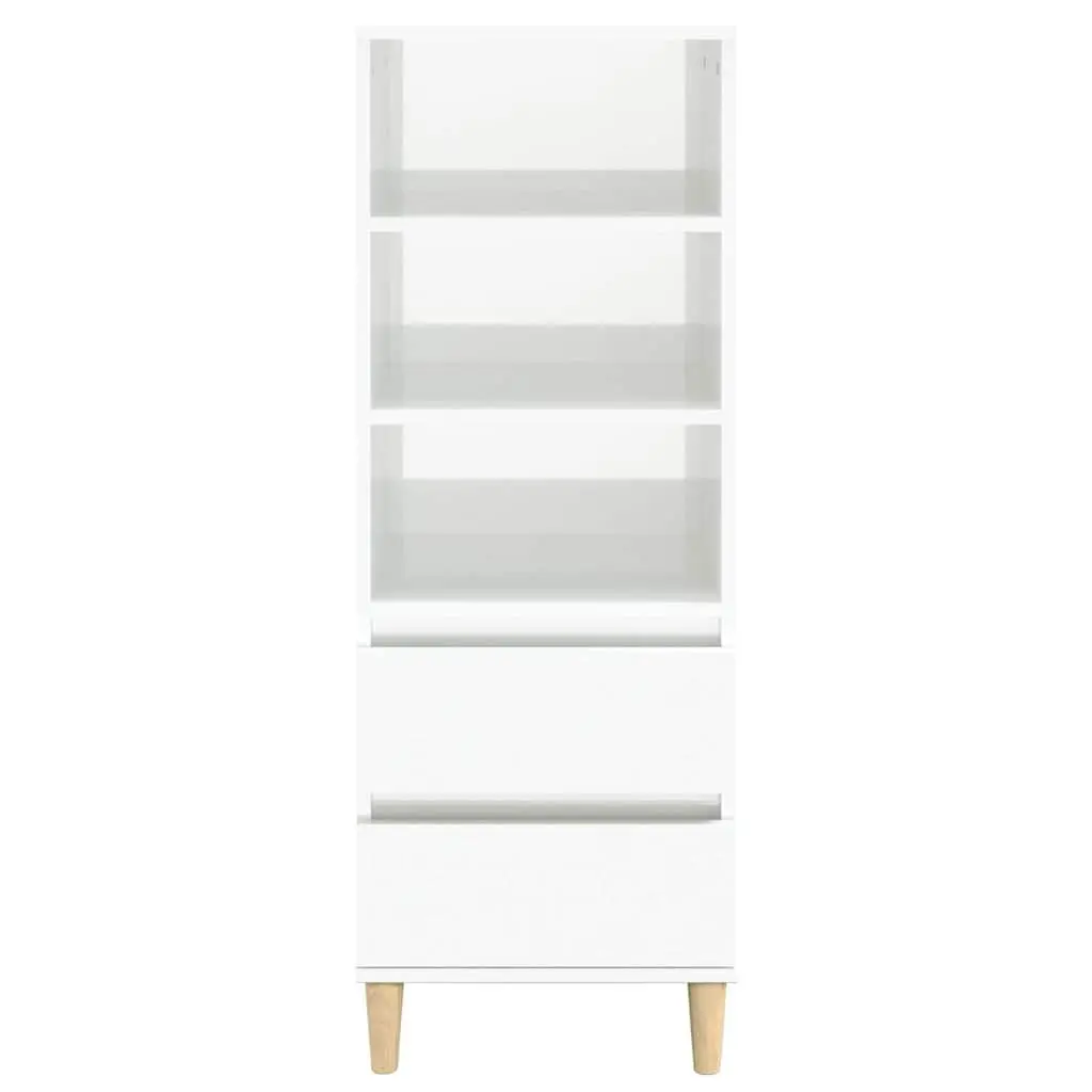 Highboard Storage Cabinet White Engineered Wood Sideboard 3 Shelves 2 Drawers