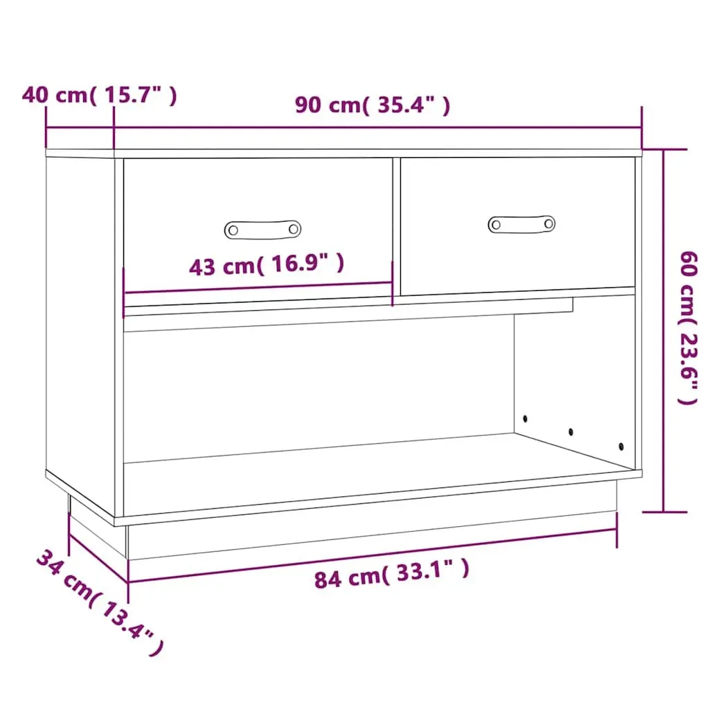TV Cabinet Solid Wood Brown 90x40x60 cm Storage Unit Media Stand