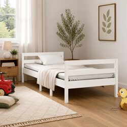 90x190 cm Solid Wood Pine Bed Frame with Slatted Base