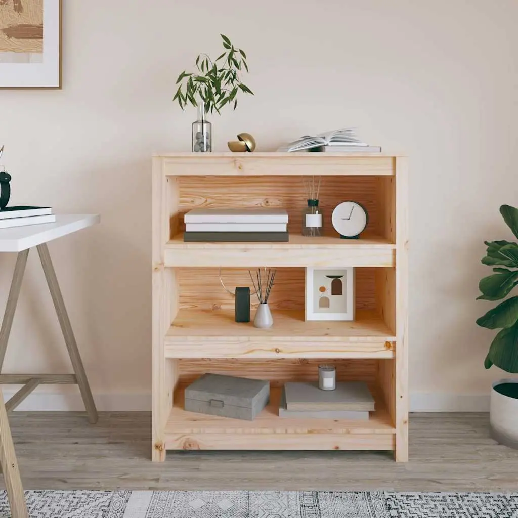 Solid Wood Book Cabinet Storage Shelf Sturdy 80x35x97cm Brown
