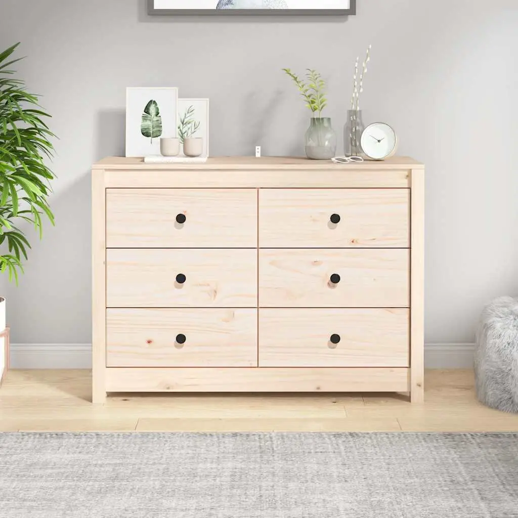 Side Cabinet Solid Wood Pine Storage Drawers 100x40x72cm Brown