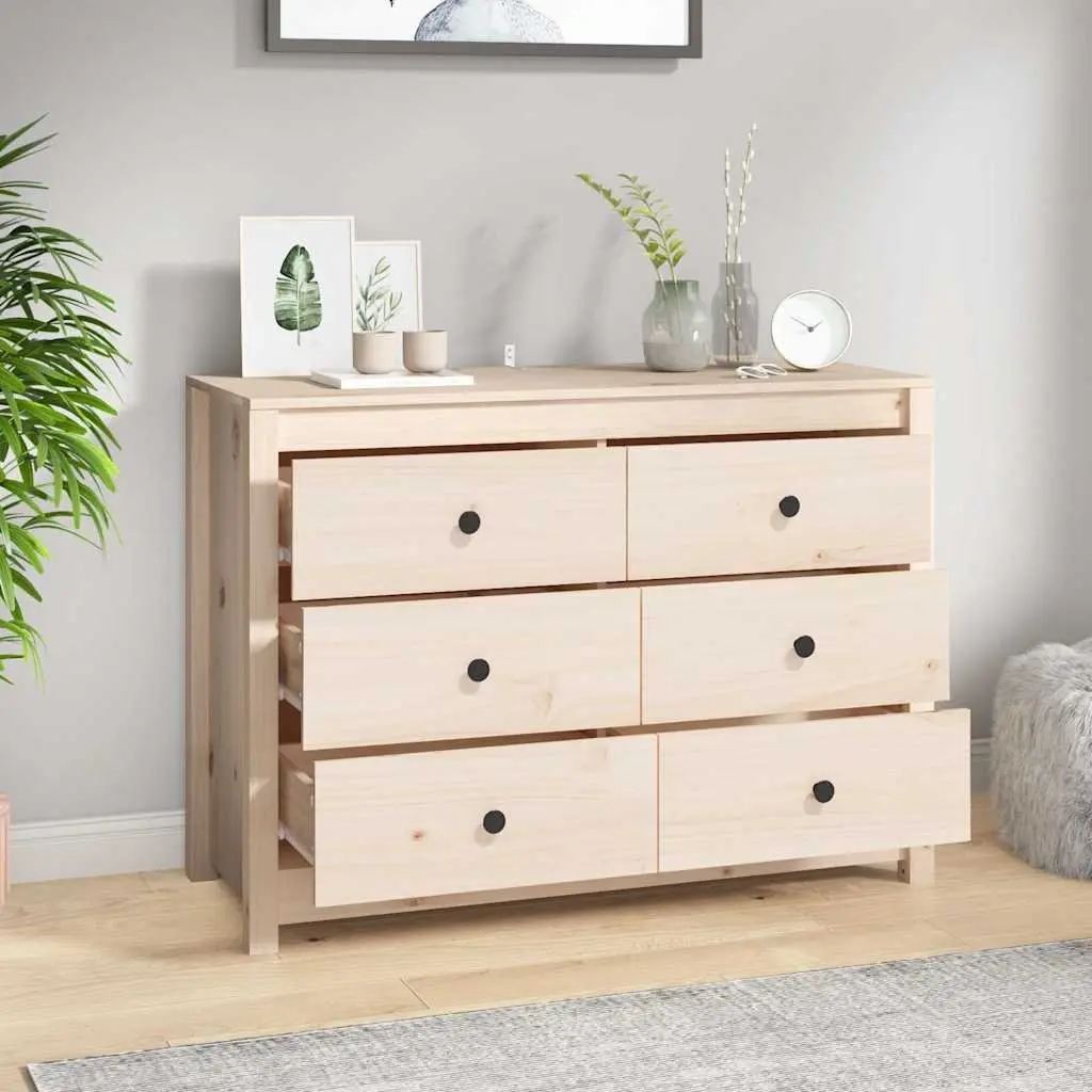 Side Cabinet Solid Wood Pine Storage Drawers 100x40x72cm Brown