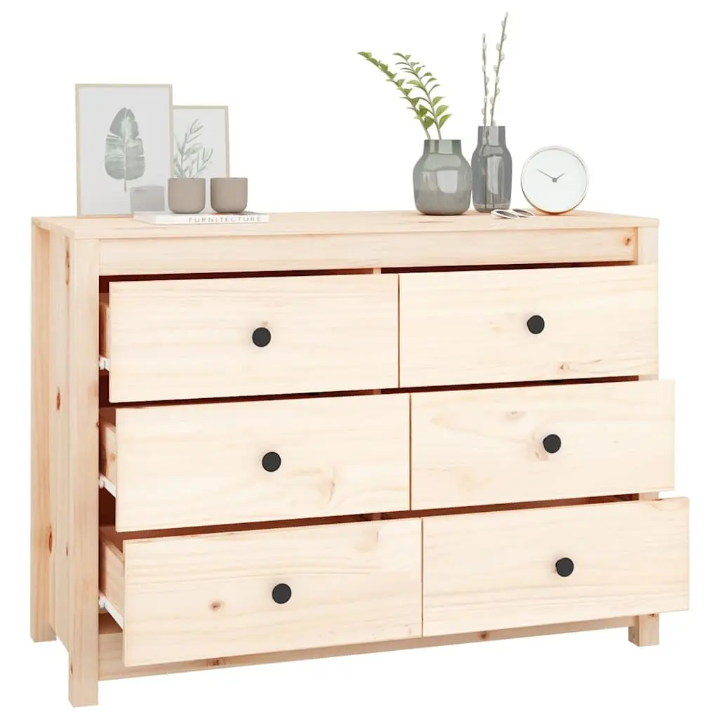 Side Cabinet Solid Wood Pine Storage Drawers 100x40x72cm Brown