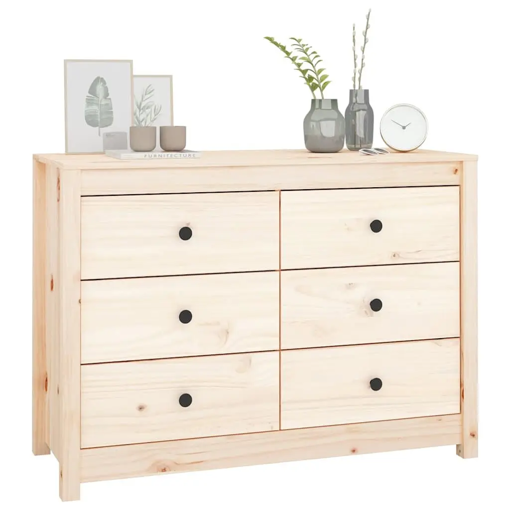 Side Cabinet Solid Wood Pine Storage Drawers 100x40x72cm Brown