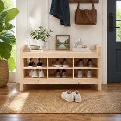 Hall Bench with 6 Compartments 110x40x60cm in Brown
