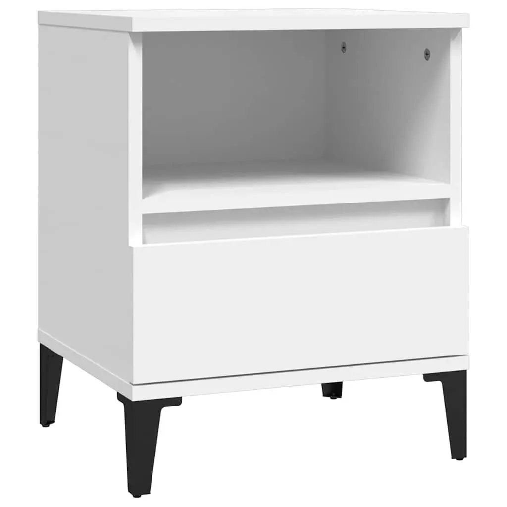 Bedside Table White Engineered Wood Storage Drawer 40x35x50cm