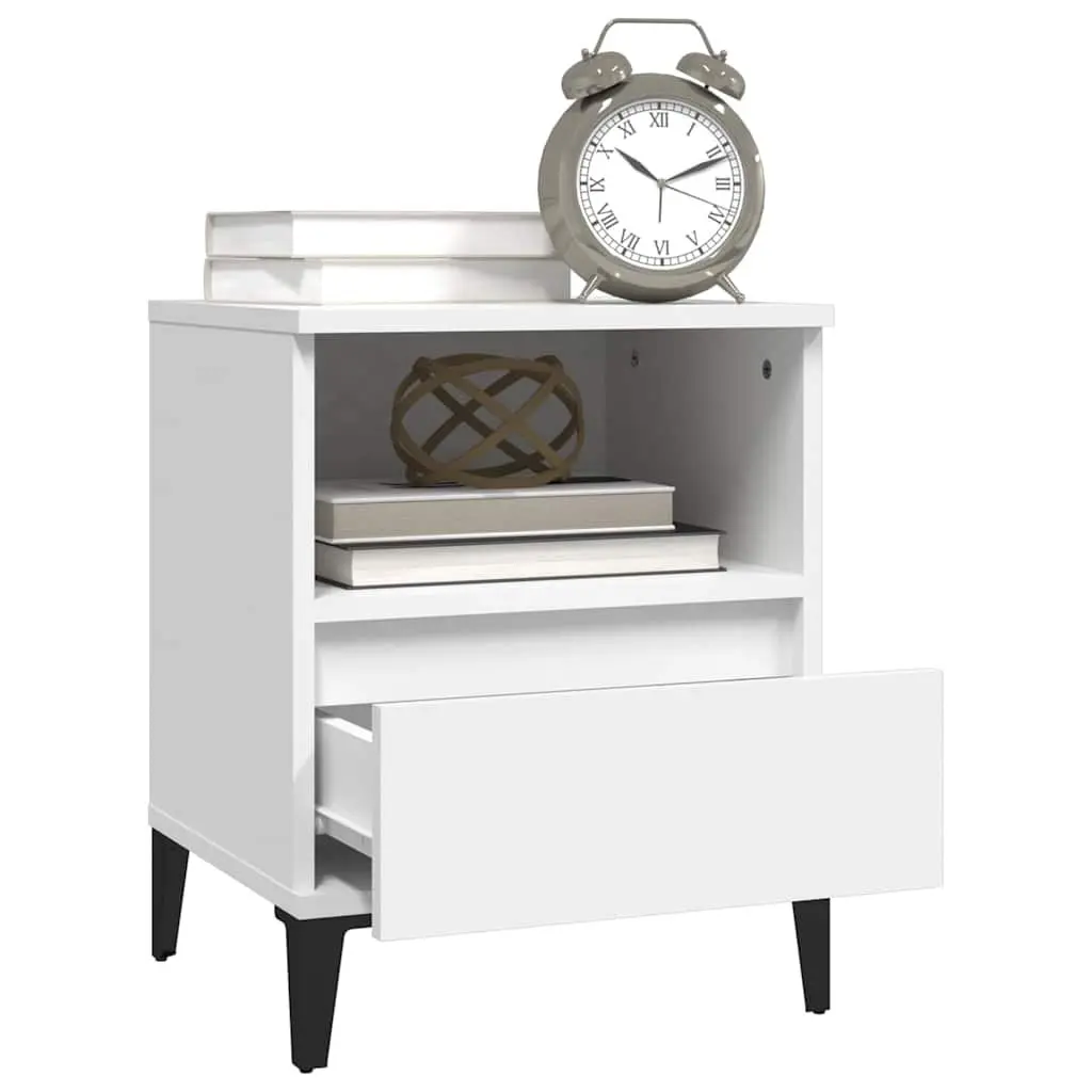 Bedside Table White Engineered Wood Storage Drawer 40x35x50cm