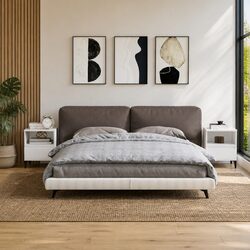 Engineered Wood Bedside Cabinet with Metal Feet 40x35x50cm