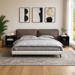 Black Bedside Cabinets with Storage Drawers - Set of 2
