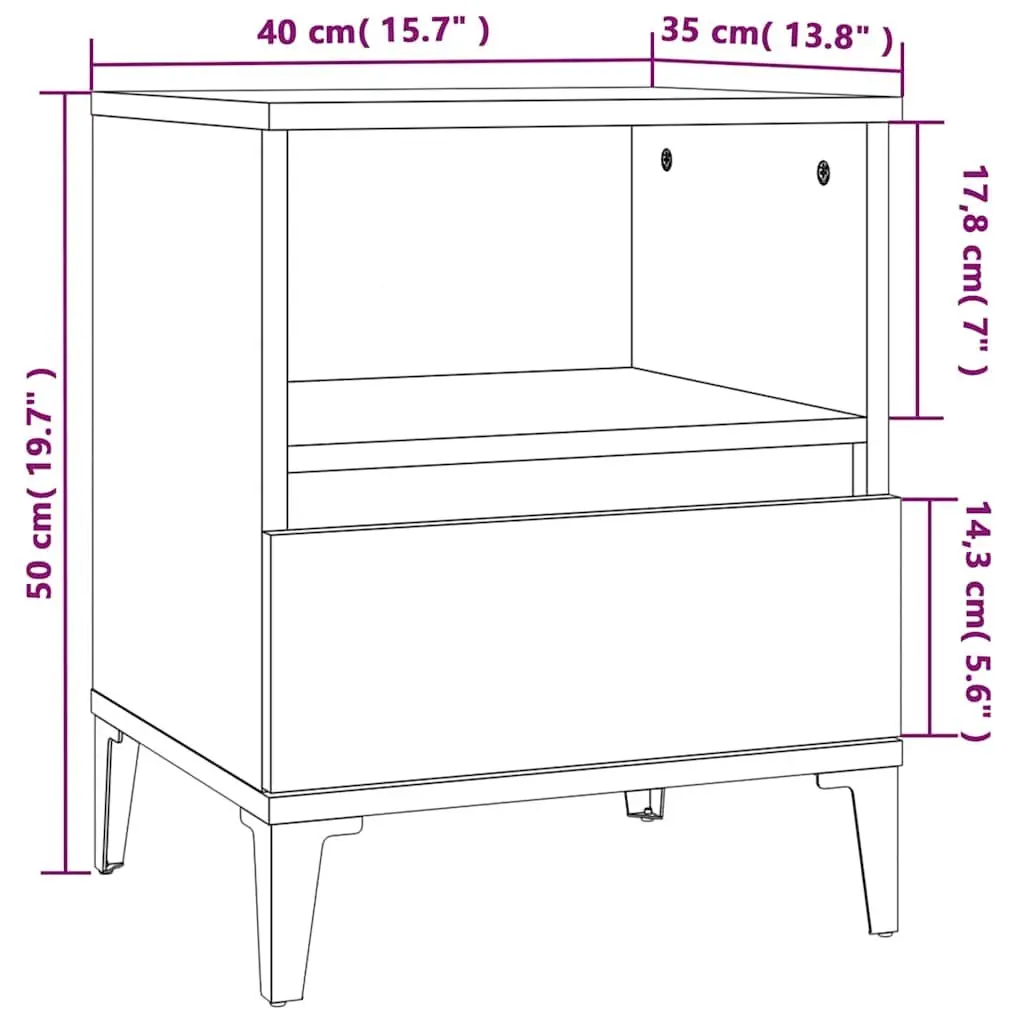 Bedside Cabinets Storage Compartment Drawer 2 Piece Black