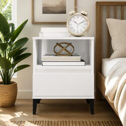 White High Gloss Bedside Cabinet with Storage Drawer