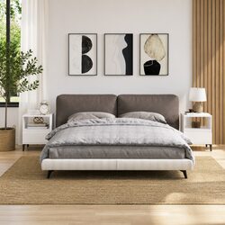 White Bedside Cabinets with Drawer and Compartment