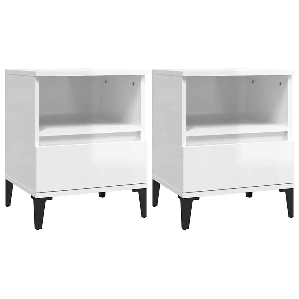 Bedside Cabinets 2 Piece Storage Organiser Drawer Compartment White