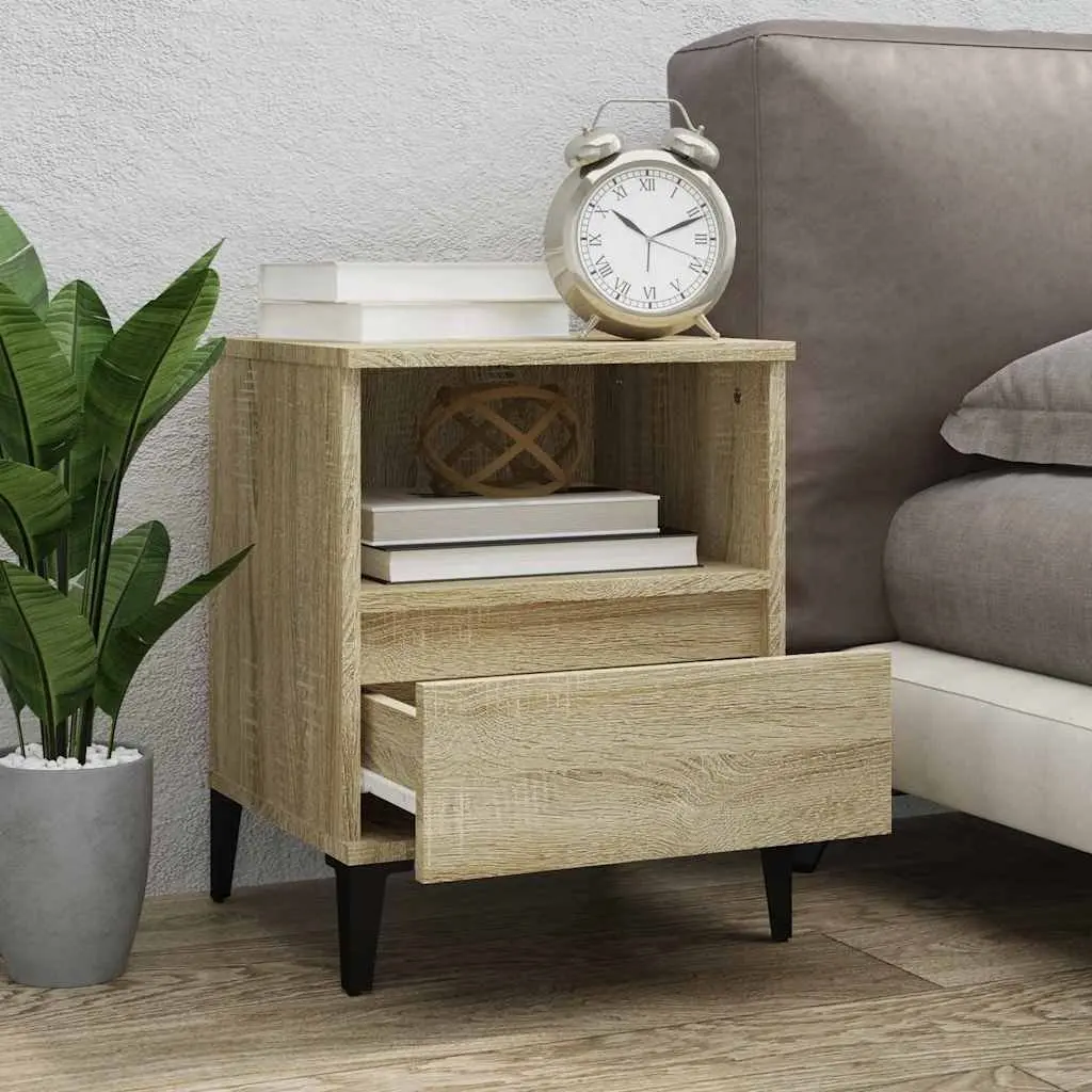 Bedside Cabinets Storage Compartment Drawer 2 Piece Brown