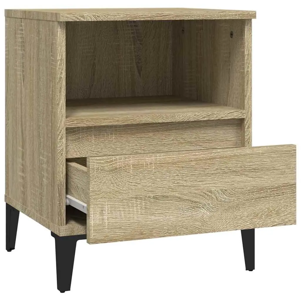 Bedside Cabinets Storage Compartment Drawer 2 Piece Brown