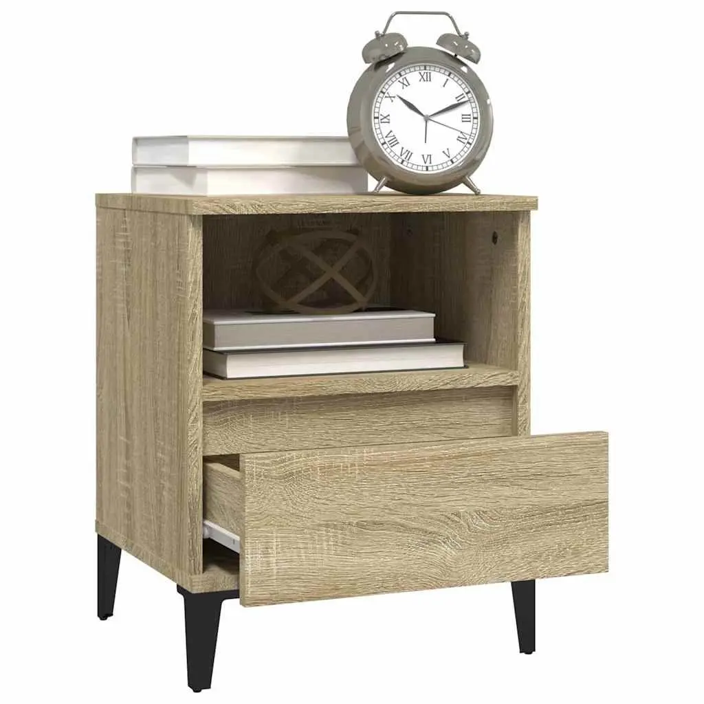 Bedside Cabinets Storage Compartment Drawer 2 Piece Brown