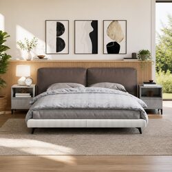 Grey Engineered Wood Bedside Cabinets with Drawer, 2 pcs